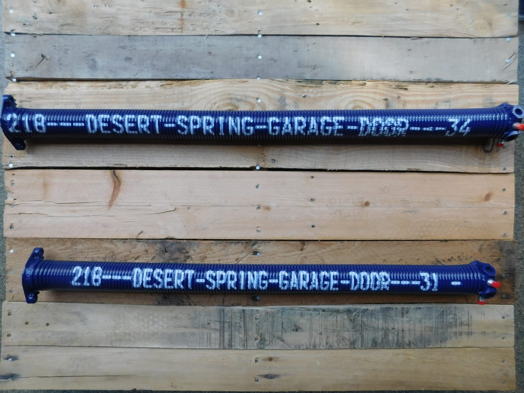 Garage Door Performance Springs Mesa Custom cobalt Desert Spring Performance Springs, stenciled DESERT SPRING GARAGE DOOR