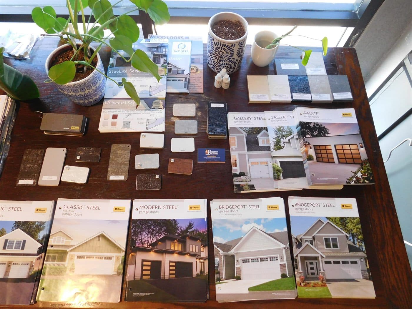 Garage door design, color, and finish samples from Clopay catalogs